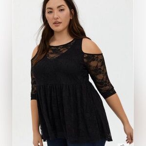 Torrid Black Babydoll Cold Shoulder Size 2